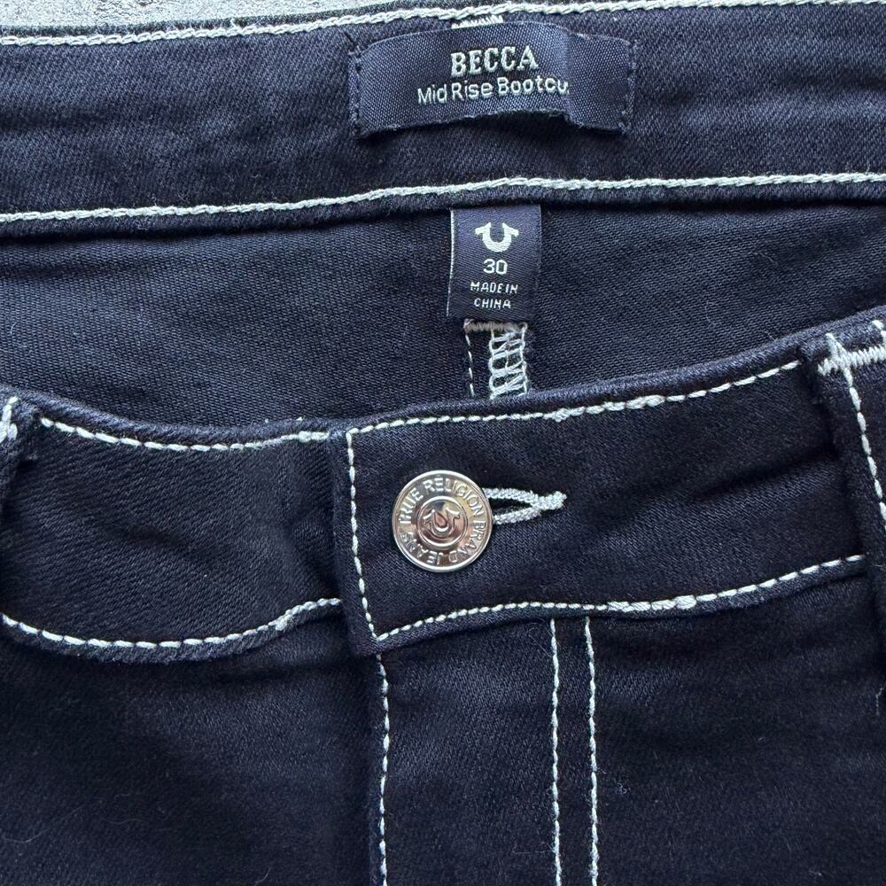 Vintage Y2K True Religion Becca Bootcut Flare Jeans Black 30 - Picture 4 of 7